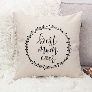 NEW GTEXT Best Mom Ever Beige Pillowcase Cushion Cover Size 18 x 18